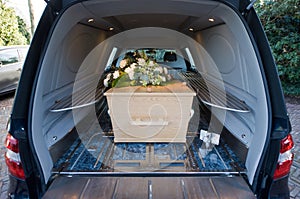 Coffin in car