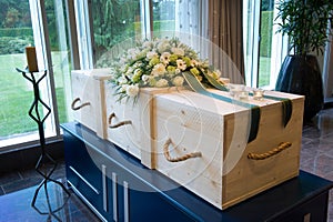 Coffin in crematory