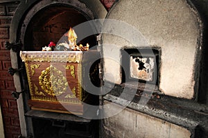 Coffin in crematory Thai funeral