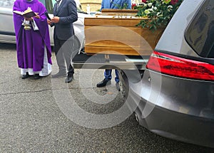 Coffin in the hearse