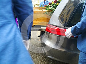 Coffin in the hearse