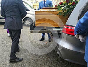 Coffin in the hearse