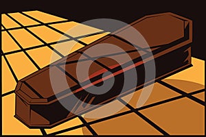 Coffin in moonlight.