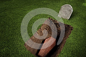 Coffin or tomb at graveyard