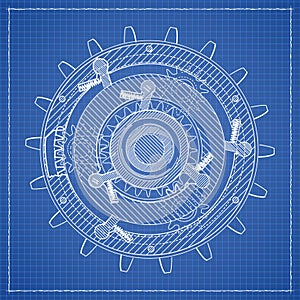 Cog blueprint stylized draft