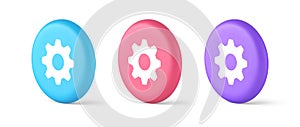 Cog gear button web technology setting repair business interface 3d realistic isometric circle icon