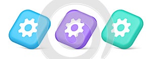 Cog gear button web technology setting repair business interface 3d realistic isometric icon