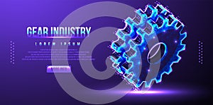 cog gear industry low poly wireframe vector illustration