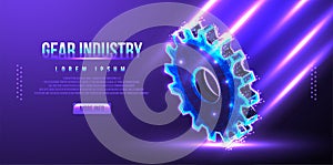 cog gear industry low poly wireframe vector illustration