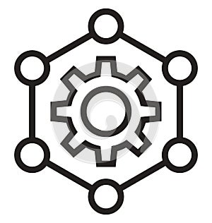 Cog line isolated vector icon can be easily modified and edit
