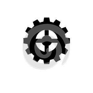 Cog Settings, Gear Solid Flat Vector Icon Isolated on White Background