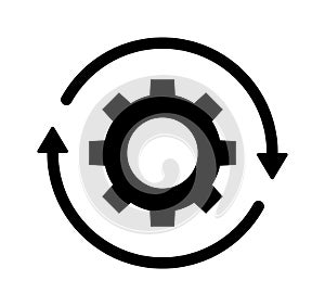 Cog wheel gear and arrow line icon