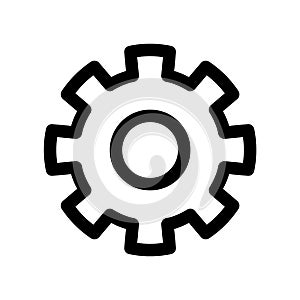 Cog wheel icon. Symbol of settings or gear. Outline modern design element. Simple black flat vector sign with rounded