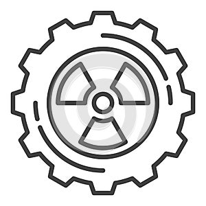 Cog Wheel with Radiation sign Nuclear Energy thin line icon or symbol