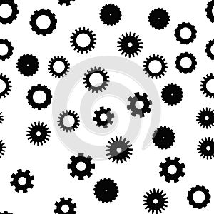 Cog wheel seamless pattern. Clockwork, technological or industrial theme. Flat vector background in black and white