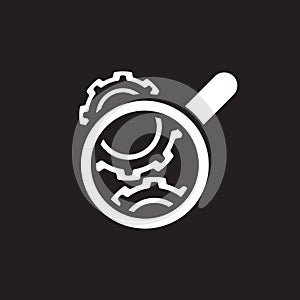 Cog Wheels Inspection Icon. Gears and Magnifier. Engineering Symbol.