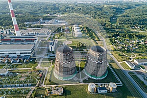 Cogeneration Power Plant Construction Area in Vilnius, Lithuania. Chimney