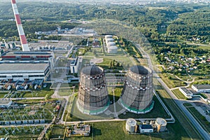 Cogeneration Power Plant Construction Area in Vilnius, Lithuania. Chimney photo