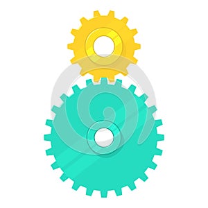 Cogged gears icon, cartoon style