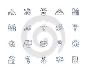 Cogitators line icons collection. Artificial, Intelligence, Cognition, Processing, Thinking, Computation, Brain vector photo