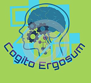 Cogito ergo sum sign logo background