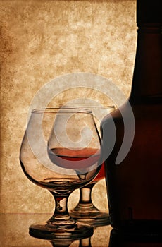 Cognac bottle and glasses