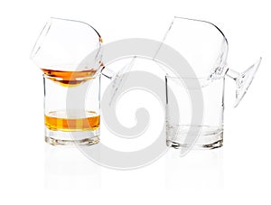 Cognac brandy glass on white