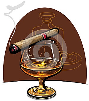 Cognac and cigar photo