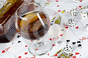Cognac and playing card