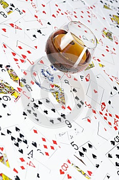 Cognac and playing card