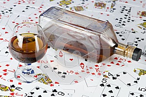 Cognac and playing card