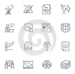 Cognition line icons collection. Perception, Memory, Attention, Learning, Reasoning, Intelligence, Comprehension vector