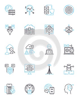 Cognitive content linear icons set. Memory, Perception, Reasoning, Learning, Attention, Emotion, Cognition line vector photo