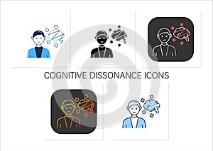 Cognitive dissonance icons set photo