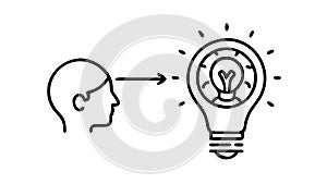 Cognitive Idea Lightbulb, Brain Thinking Insight, vector design Generative AI