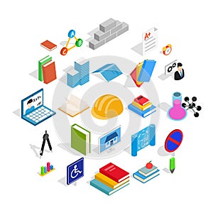 Cognizance icons set, isometric style