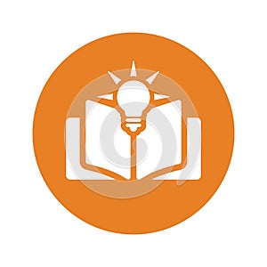 Cognize, know, knowledge icon. Orange color vector EPS