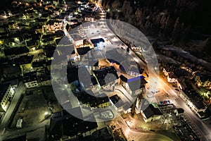 Cogolo at night aerial drone photo