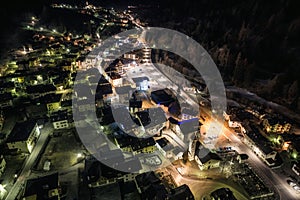 Cogolo at night aerial drone photo