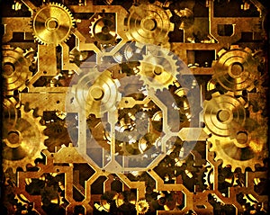 Cogs and clockwork steampunk machinery