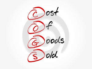 COGS - Cost of Goods Sold acronym, business concept background