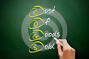 COGS - Cost of Goods Sold acronym, business concept on blackboard