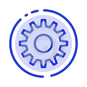 Cogs, Gear, Setting Blue Dotted Line Line Icon