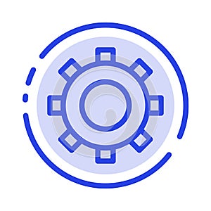 Cogs, Gear, Setting Blue Dotted Line Line Icon
