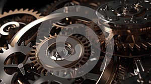 Cogs and gear wheels mechanisms background. industrial Machine technology, generative AI