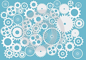 Cogs and gears. abstract background vector in blue on isolated background