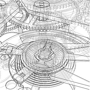 Cogs and Gears of Clock. Vector