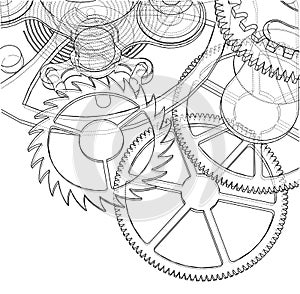 Cogs and Gears of Clock. Vector