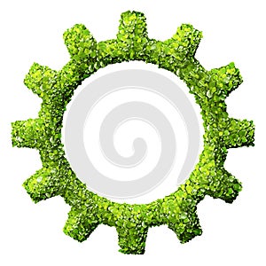 Cogs or gears from the green grass.