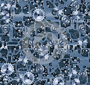 Cogs and gears inside the machine